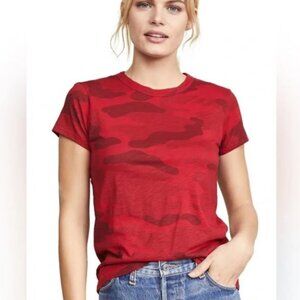 Rag & Bone Red Camo Top Size XS Cap Short Sleeve Crew Cotton Tee